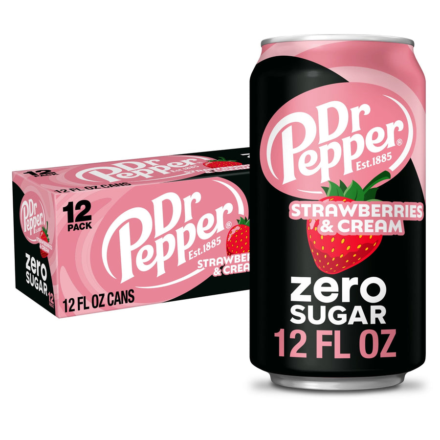 Dr Pepper Strawberries & Cream Zero Sugar Soda - Premium Zero Sugar Set